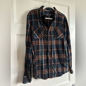 American Rag Plaid Button Down Shirt Black and Brown
